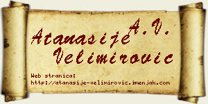 Atanasije Velimirović vizit kartica